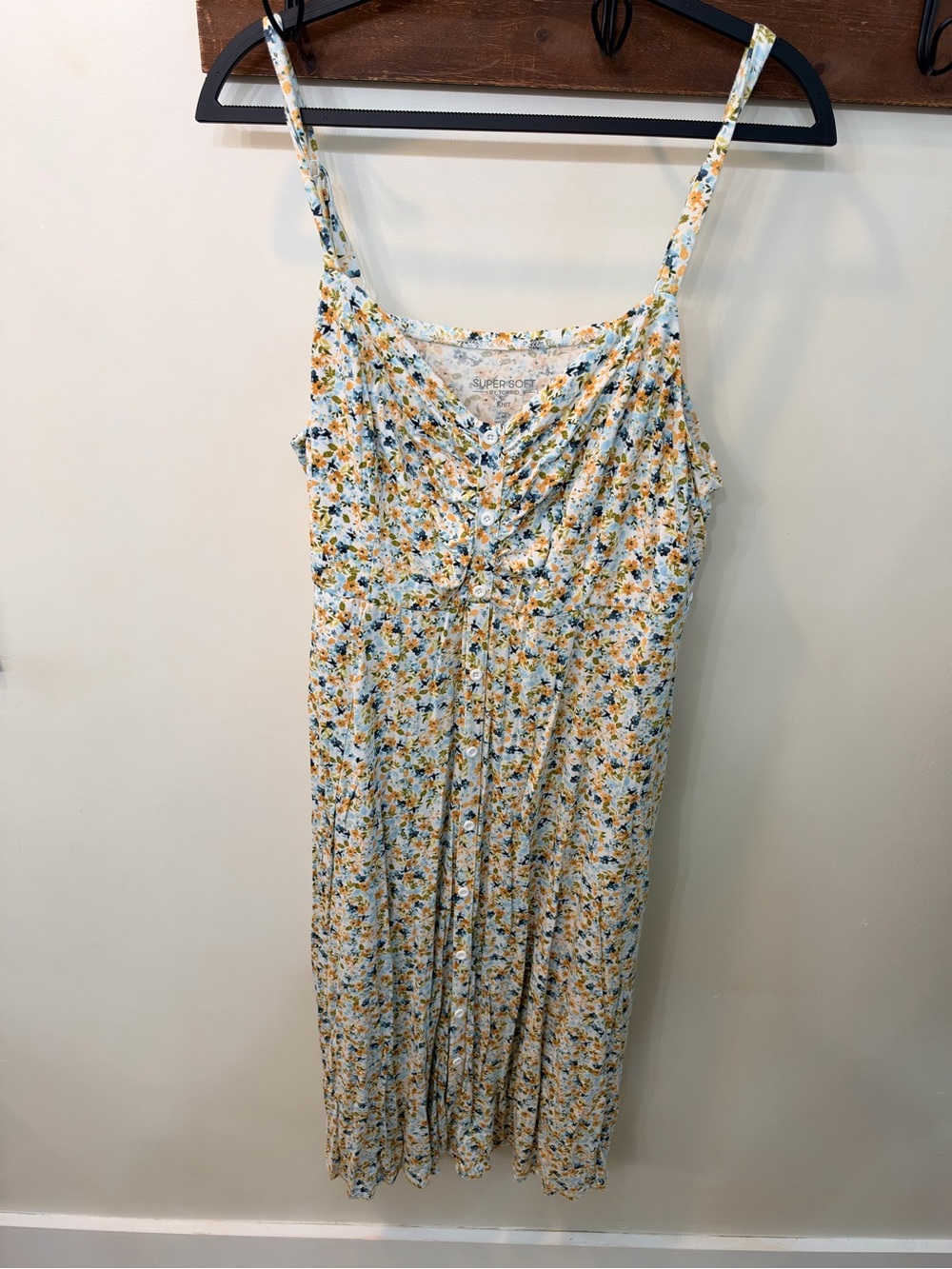 torrid Yellow & Blue Floral Button-Front Midi Dress